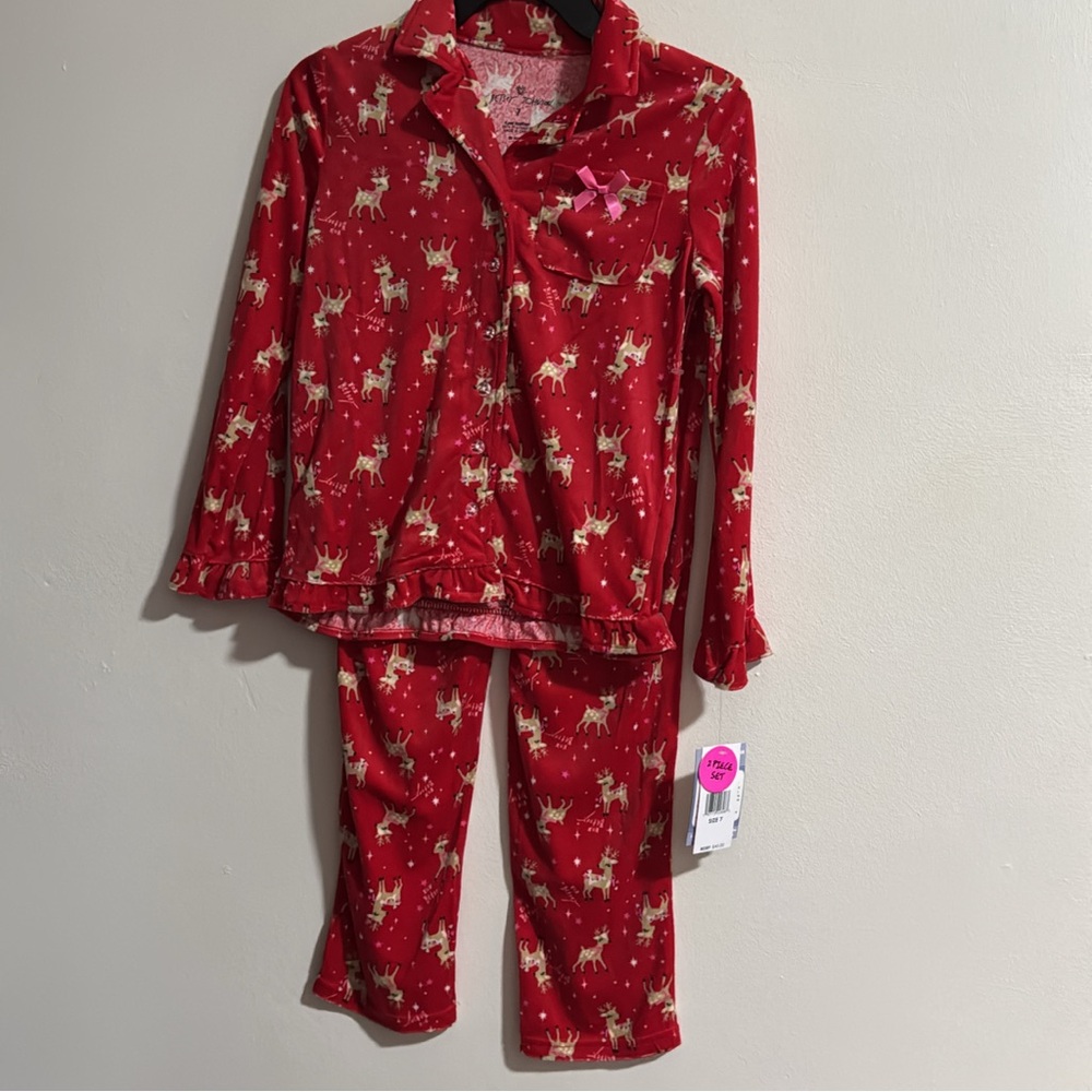 Betsey Johnson Red Reindeer Kids Pajama Set